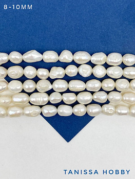 Жемчуг натуральный культивированный барочный картошка 8-10мм, АВ, нить, Ж169