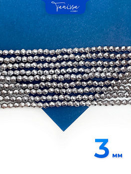 Гематин гематит бусины круглые огранка 3мм, нить, ГТ057