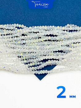 Хрусталь Рондели 2мм, прозрачный ультра шайн АВ, нить, Х034