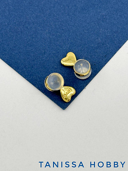 Лифтинг заглушки для пусет сердце, силикон, позолота, Е434