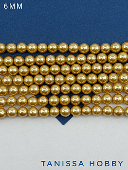 Жемчуг Майорка, золото, Gold, 6мм, нить, МА225