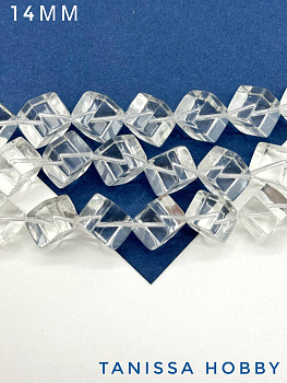 Горный хрусталь Куб квадрат 14мм, штука, Б178