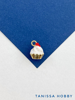 Подвеска кекс, эмаль, 12х9мм , позолота, С017