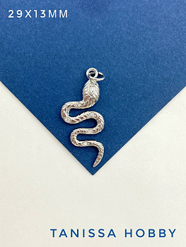 Подвеска змея, 29х13мм, родий, Ю515