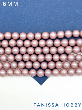 Жемчуг Майорка, розовый, Iridescent Dark Rose, 6мм, нить, МА034