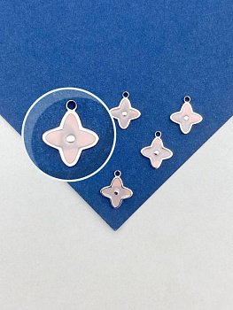 Подвеска цветок клевер, 11мм, розовая эмаль, категория В, сталь, Ч804Б