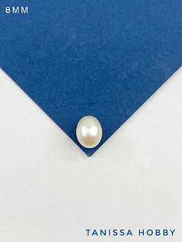 Жемчуг рис капля, полупросверленный для вклейки, 8мм, АА, (культивированный) ШТУКА, Ж128