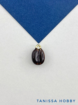 Подвеска кофейное зерно, эмаль, 13х9мм , позолота, Д213