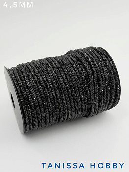 Стразовый шнур, черный JET, 4,5мм, полый, Категория В, 10СМ, Л98