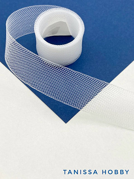 Бижутерная сетка, регилин, лента 20мм, белый, метр, Л51