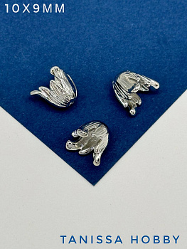 Шапочка для бусин, цветок, бутон, 10х9мм, родий, К722