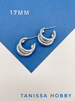 Швензы пусеты серьги, родий, Е218