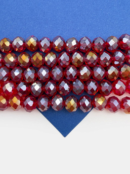 Хрусталь Рондели 8мм, темный красный АВ, нить, Х129