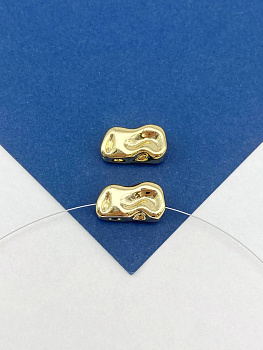 Бусина разделительная, мятая, 17х10мм, ШТУКА, позолота, РА907