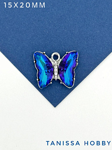 Подвеска бабочка, кристалл Heliotrope, родий, Д157