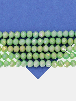 Хрусталь Рондели 6мм, зеленый АВ шайн, нить, Х503