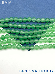 Зеленый авантюрин круглые бусины 6мм, 1/2 нити. Б076