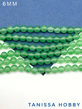 Зеленый авантюрин круглые бусины 6мм, 1/2 нити. Б076