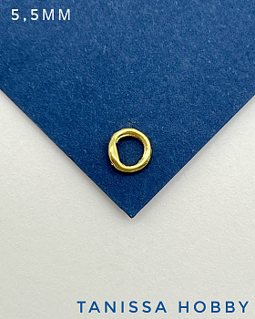Концевик коннектор кольцо 5мм с отверстиями, протектор, позолота, Р333