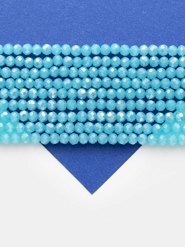 Хрусталь Рондели 4мм, лазурный голубой АВ шайн, нить, Х513