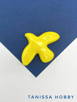 Бусина желтая фарфоровая птица, керамика, 34х42мм, П189