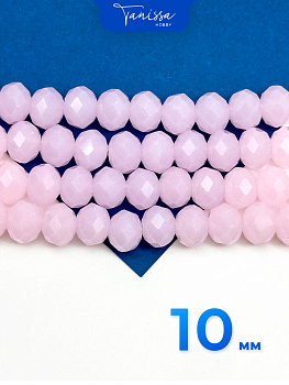 Хрусталь Рондели 10мм, розовый опал, 1/2 нити. Х059