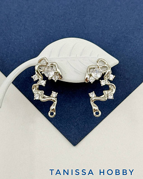 Швензы пусеты с фианитами, родий, 528