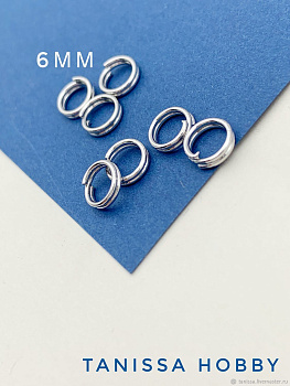 Соединительные колечки двойные, пружинка 6мм, родий. М215