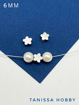 Разделители бусины цветок 6мм, ШТУКА, родий, Р318