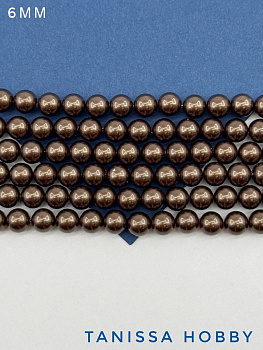 Жемчуг Майорка, шоколадный, Chocolate, 6мм, нить, МА209