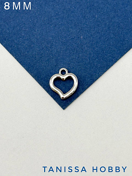 Подвеска сердце мини 8мм, родий, А218