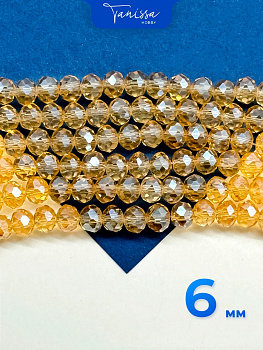 Хрусталь Рондели 6мм, топаз золото АВ, нить. Х125