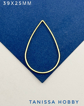 Подвеска коннектор капля, 39х25мм, позолота, Ю435