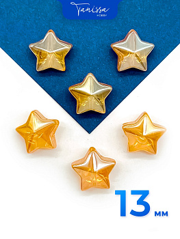 Хрусталь бусина Звезда, оранжевый, 13мм, штука, Х403