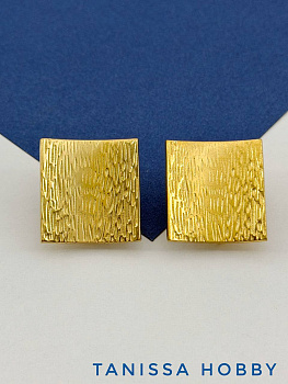 Швензы пусеты квадрат, 24х23мм, сталь, позолота, Ш321