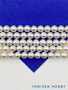 Жемчуг Майорка, кремовый розовый, 8мм, нить, МА253