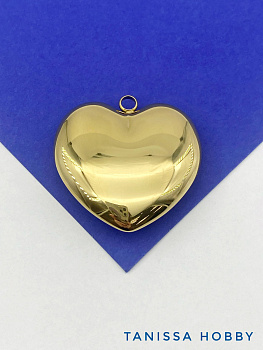 Подвеска объемное сердце, 50мм, сталь, позолота, С044