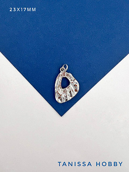 Подвеска капля треугольник мятый металл, 23х17мм, родий, А403