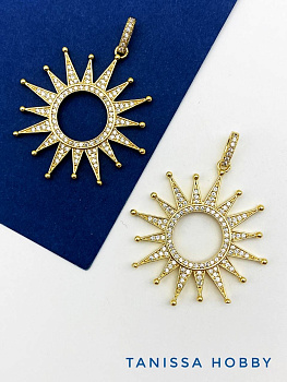 Подвеска солнце с фианитами, позолота, А122