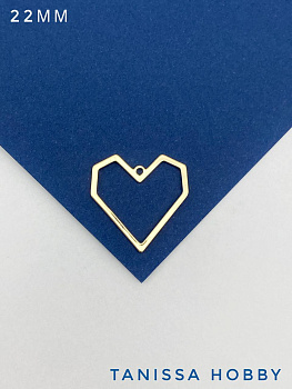 Подвеска графичное сердце рамка, 22мм, позолота, Ю423