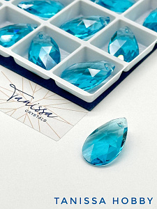 Подвеска кристалл капля, Aquamarine, 22мм, Tanissa Crystals, СТ378