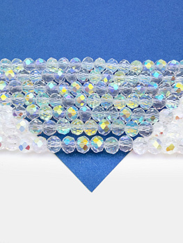 Хрусталь Рондели 6мм, прозрачный ультра АВ, нить, Х525