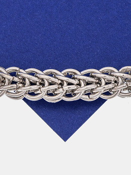 Цепочка объемная кольчужный жгут, 10мм, родий, 50см, СН006