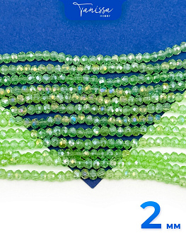 Хрусталь Рондели 2мм, светло зеленый АВ, нить, Х045