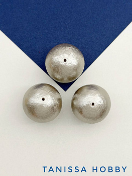 Хлопковый жемчуг 25мм, серый, серебро, Япония, ЖХ21