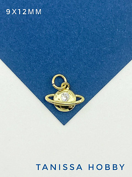 Подвеска планета космос, 9х12мм, Категория В, позолота, Ю532