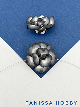 Бусина гавайский цветок, 25мм, полимерная глина, черный, П234