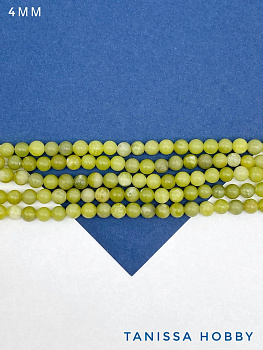 Нефрит имитация, бусины круглые 4мм, нить, Б258