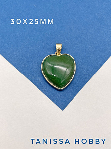 Зелёный авантюрин Подвеска сердце позолота 30х25мм, штука. Б165