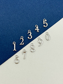 Цифры подвески 9мм, родий